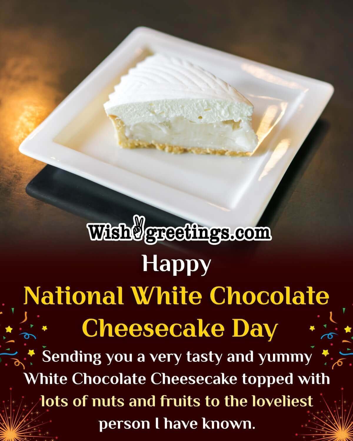 National White Chocolate Cheesecake Day Greeting Image