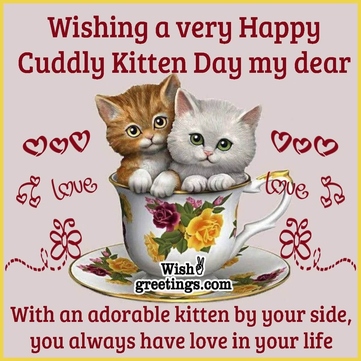 Wishing A Very Happy Cuddly Kitten Day My Dear