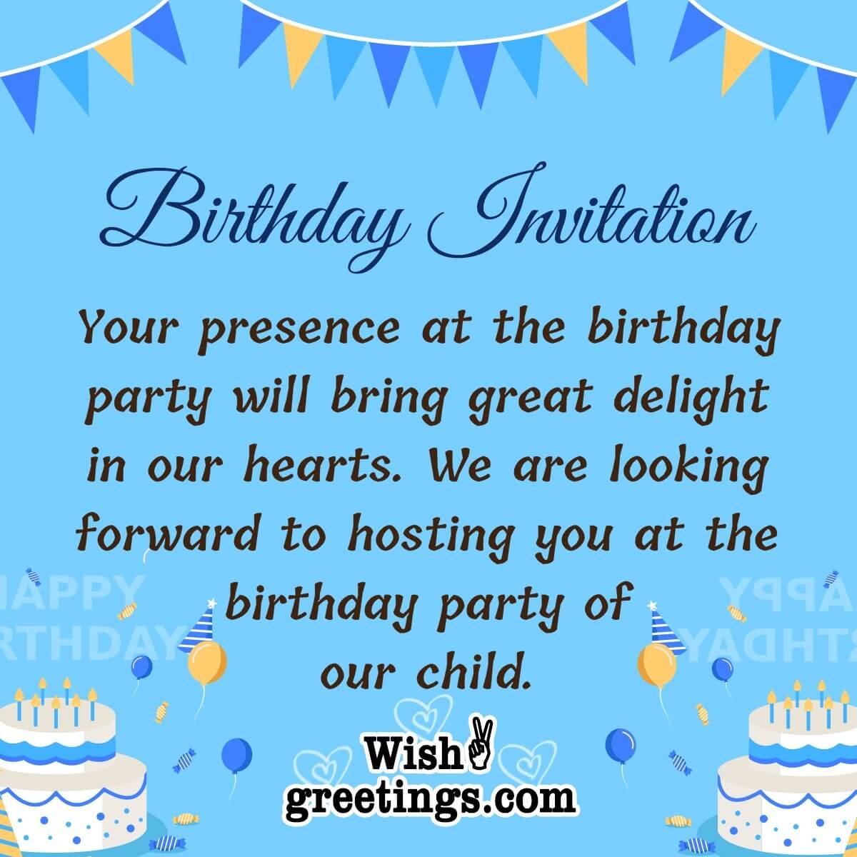 Birthday Invitation Messages Wish Greetings