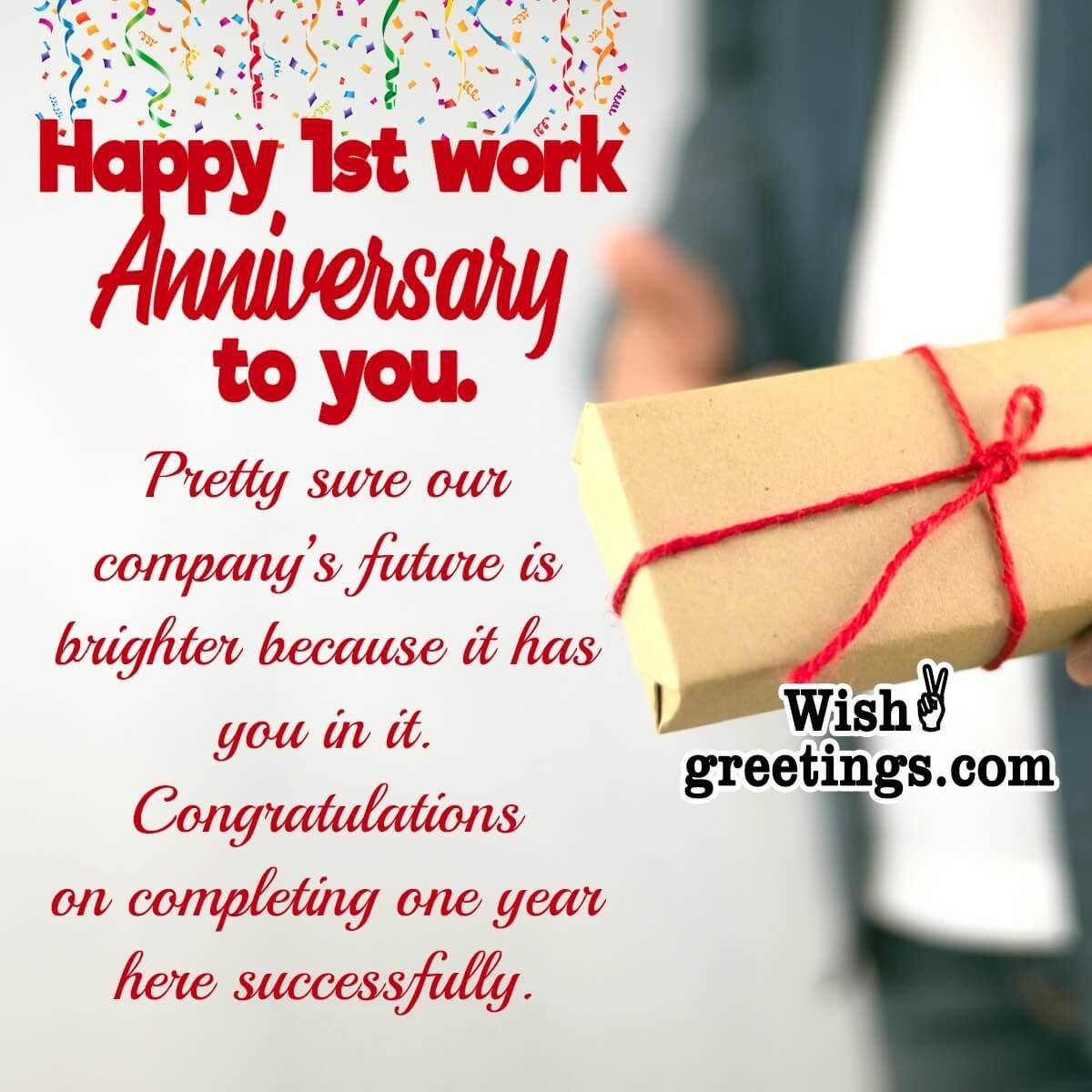 1st Work Anniversary Wishes - Wish Greetings